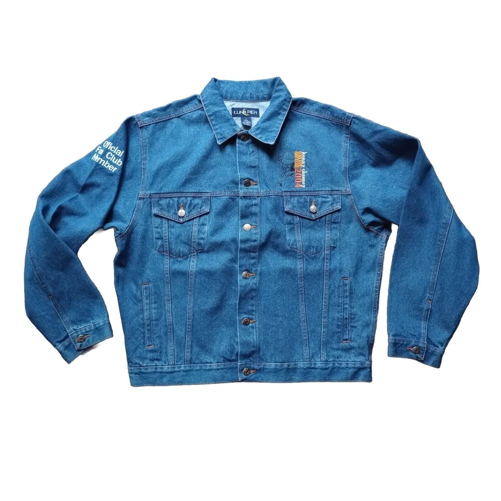 Luna Pier Unisex Large Denim Jean Jacket Embroidery KENNY CHESNEY FAN CLUB 2004